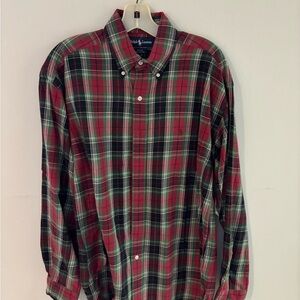 Ralph Lauren Men's Red and Green Plaid Shirt